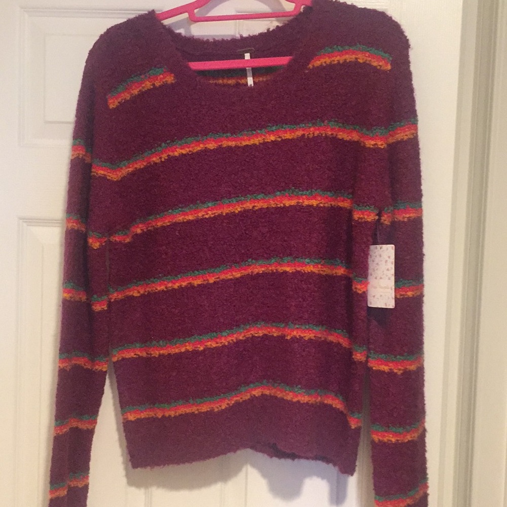NEW with tags FREE PEOPLE  purple striped sweater